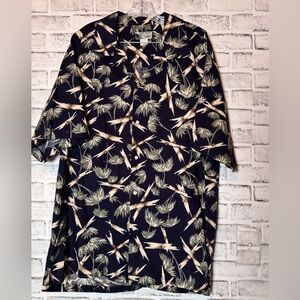 Navy and Beige Hawaiian Shirt‎